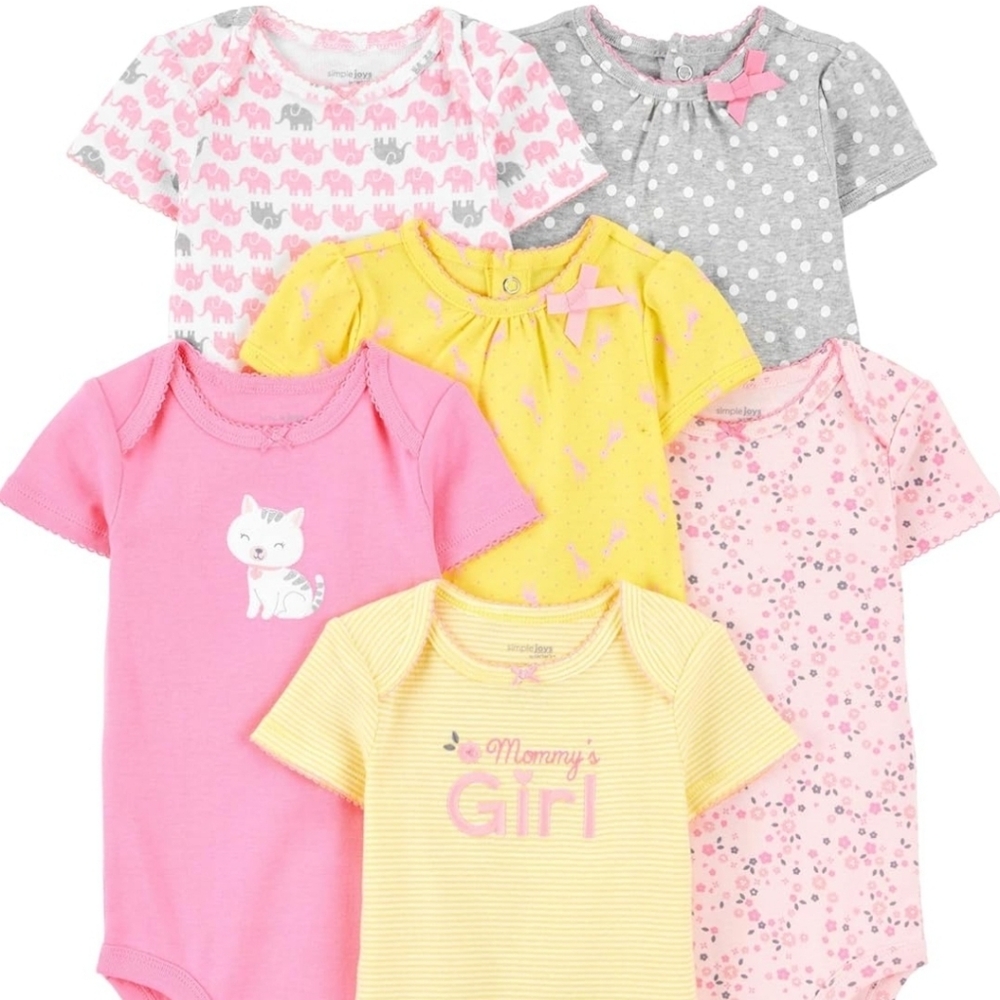 Carter's Pink and Yellow Bodysuits Soft Cotton One Pieces